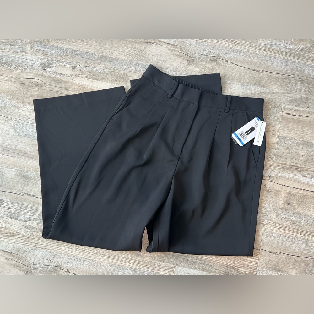 NWT French Connection Wide Leg Trousers Black Size Lg